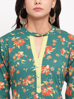 whl Green Choker Neck Kurta-Palazzo Set