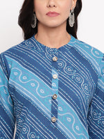 whl Blue Bandhani Kurta-Skirt Set