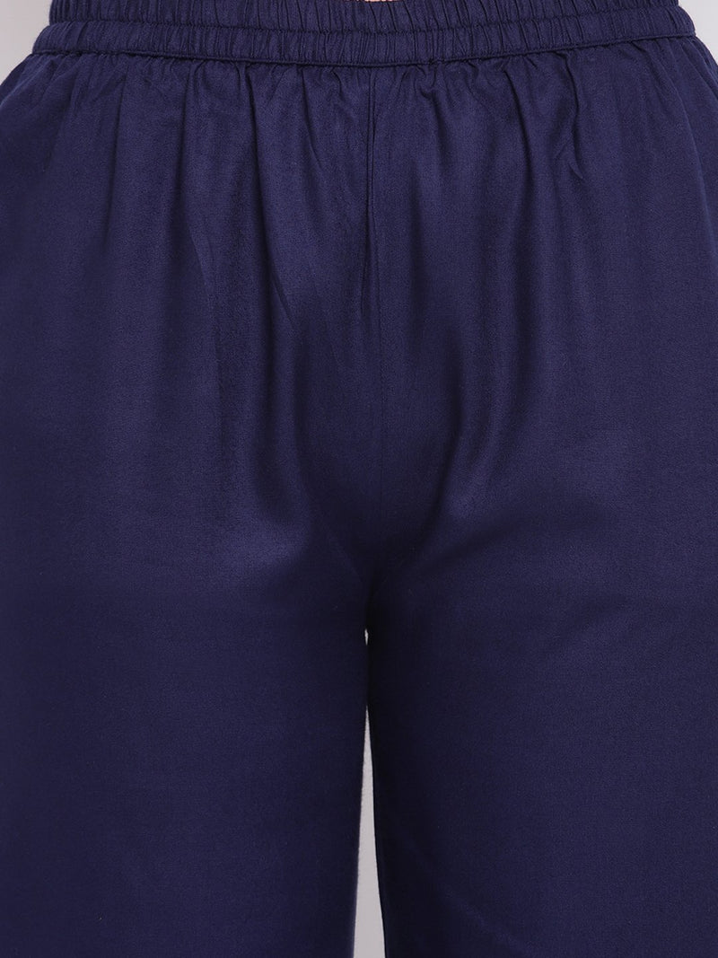 Navy Blue Mirror Lace Palazzo