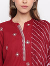 whl Maroon Rayon Embroidered Kurta With Palazzo And Dupatta