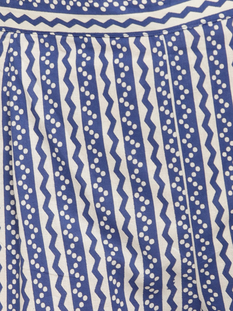 Jharokha Indigo printed Anarkali Kurta and Pants Set