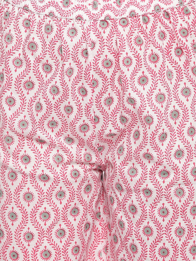 whl Green Floral Printed Kurta-Palazzo Set