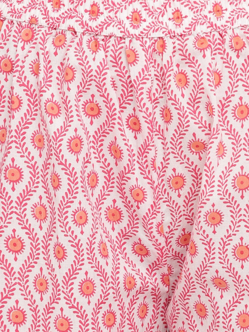 whl Peach Floral Printed Kurta-Palazzo Set