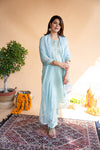 Green Chanderi Suit Set with Dupatta