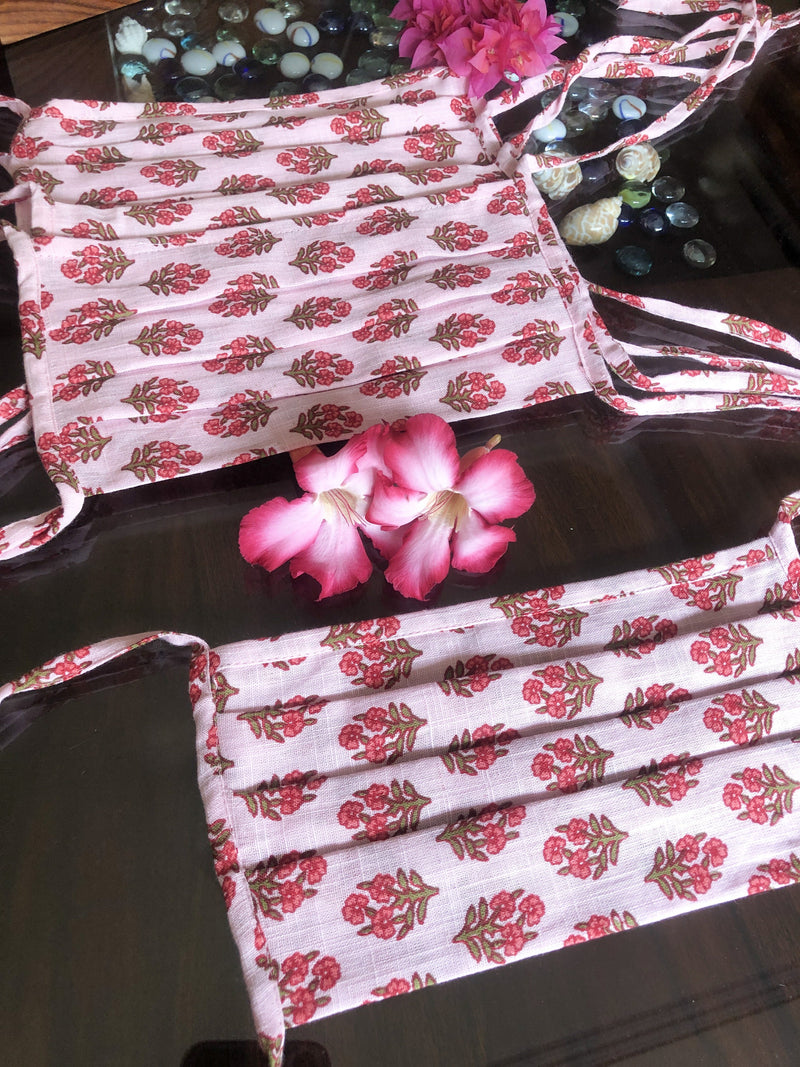 whl Printed Pink Up-cycled Cotton Masks