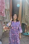 Purple Handblock Printed Afghani Chogha and Salwar
