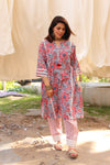 Grey Handblock Printed Afghani Chogha and Salwar