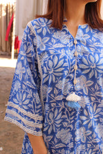 Indigo Handblock Printed Afghani Chogha and Salwar