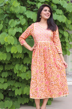 Peach printed dress