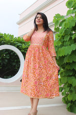 Peach printed dress