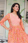 Peach printed dress