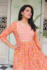 Peach printed dress