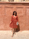 Tribal Print Puff Sleeves Ethnic Dress