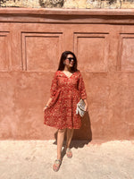 Tribal Print Puff Sleeves Ethnic Dress