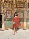 Tribal Print Puff Sleeves Ethnic Dress