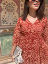 Tribal Print Puff Sleeves Ethnic Dress