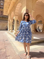Floral Print Puff Sleeves Ethnic Dress