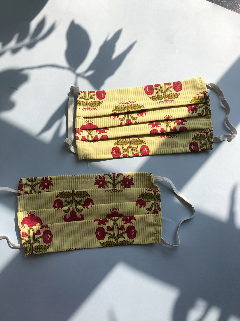 whl Printed Yellow Up-cycled Cotton Masks