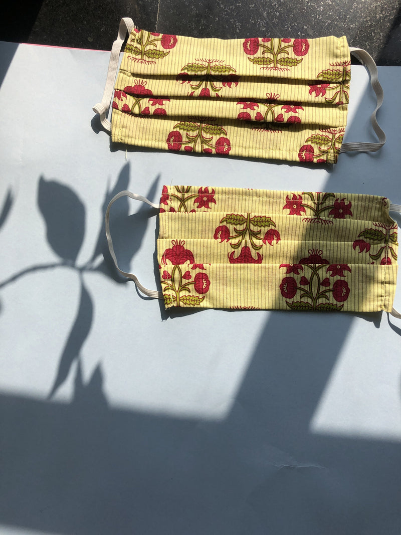 whl Printed Yellow Up-cycled Cotton Masks