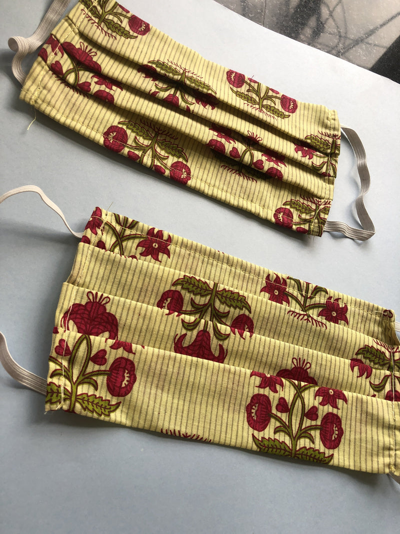 whl Printed Yellow Up-cycled Cotton Masks