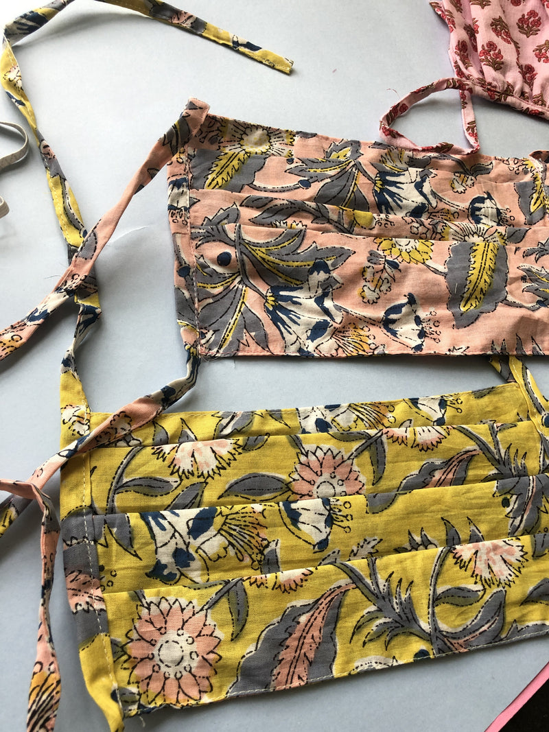 whl Printed Yellow Up-cycled Cotton Masks