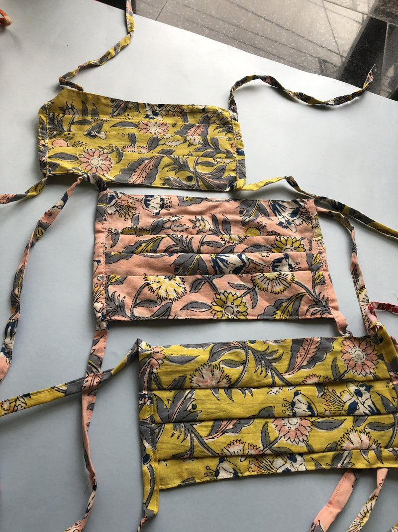 whl Printed Yellow Up-cycled Cotton Masks