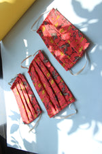 whl Printed Orange Up-cycled Cotton Masks
