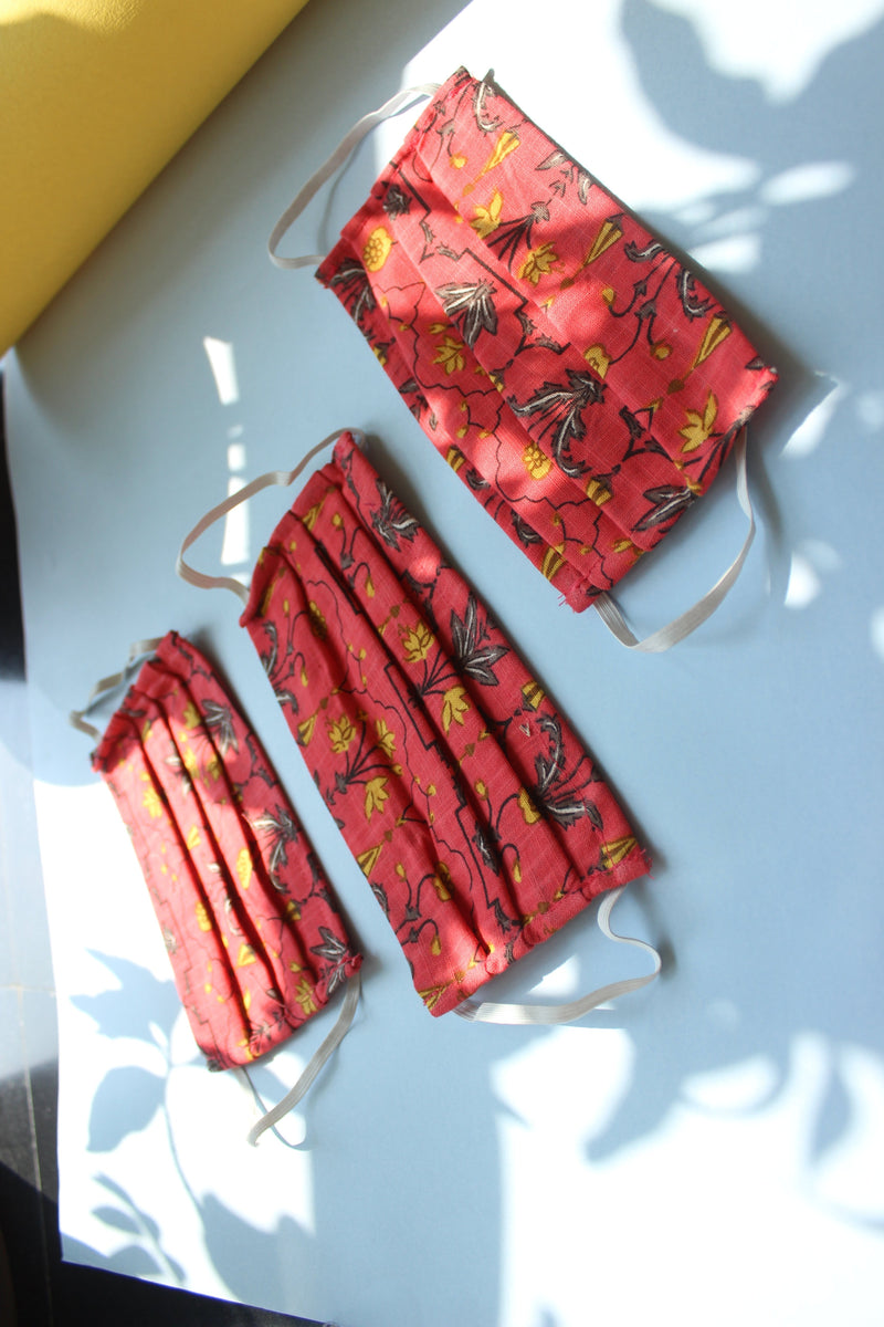 whl Printed Orange Up-cycled Cotton Masks
